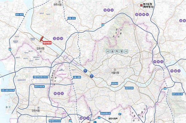 일산대교 지도 위 위치도. /경기도