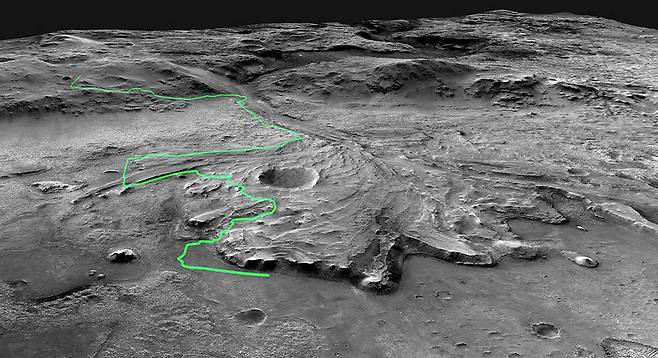 퍼서비어런스호가 탐사를 진행할 경로 [NASA/JPL-Caltech 제공/ 재판매 및 DB 금지]