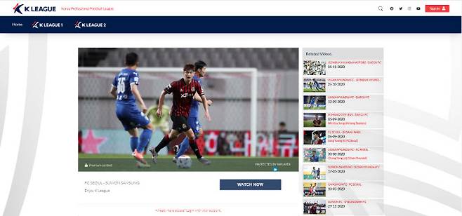 K리그 컨텐츠 전용 OTT 플랫품 ‘K리그TV’. 사진=한국프로축구연맹