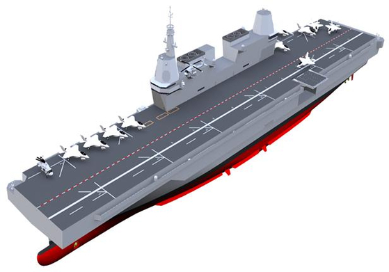 A blueprint image of a light aircraft carrier South Korea plans to acquire starting from 2021, as announced in a five-year plan unveiled by the Defense Ministry. [YONHAP]