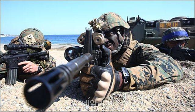 한·미 해병대 병력들이 연합훈련을 실시하고 있는 모습(자료사진) ⓒ데일리안