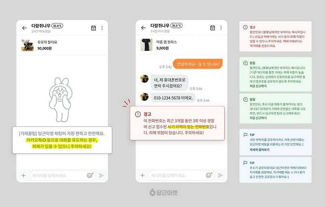 카카오톡 오픈채팅 유도 등 각종 주의 알림 메시지