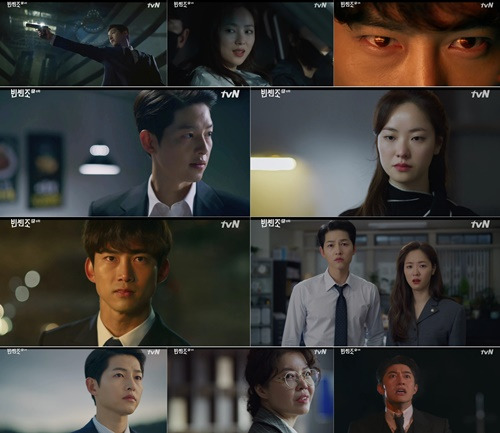 ‘빈센조’ 송중기 전여빈 옥택연 사진=tvN 주말드라마 ‘빈센조’ 캡처