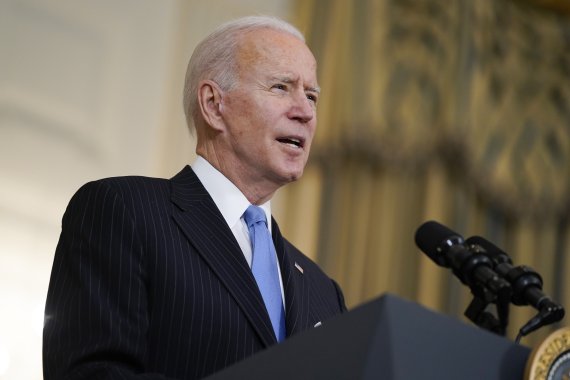 조 바이든 미국 대통령이 지난 2일 백악관 다이닝룸에서 코로나19 대응과 관련해 연설하고 있다. 뉴시스