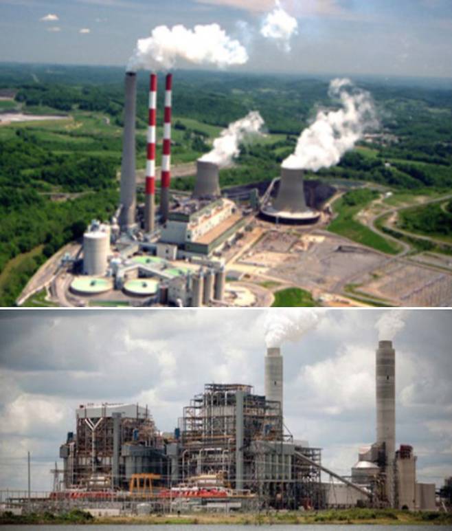 미 북부지역 발전소(위 사진)는 보일러, 터빈 등이 실내에 설치된 반면, 남부(아래)에서는 주요 설비가 야외에 노출돼 있다. FERC·NERC 보고서