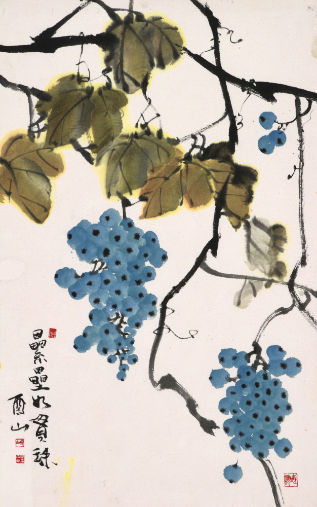 유산 민경갑, 포도도 (葡萄圖), 65×40.8cm, 종이에 수묵담채