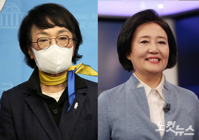 (왼쪽부터) 김진애 열린민주당 후보, 더불어민주당 박영선 후보. 윤창원 기자·국회사진취재단