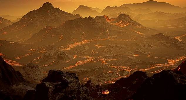 태양으로부터 약 250만㎞ 떨어진, 지구에서는 25광년 떨어진 곳에 있는 슈퍼지구 글리제 486b 상상도. 표면온도는 섭씨 400도를 넘을 것으로 연구진은 추측했다.