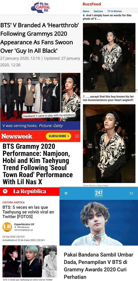 방탄소년단 뷔, 그래미를 사로 잡은 남자..'K팝 히어로'