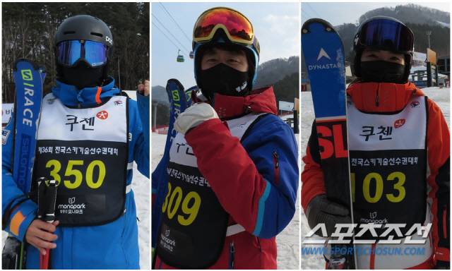 스키에 진심인 마니아 동호인들의 도전은 계속된다. 왼쪽부터 생애 첫 기선전에 도전한 '법학도' 구평우씨, 레벨3 '티칭테스트'에 도전한 '딸바보 아빠' 배용구씨, 1996년생, 기선전 결승에 출전한 서리라씨.