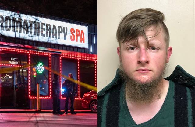 미 애틀랜타 연쇄 총격사건 용의자 로버트 애런 롱(오른쪽 사진)과 총격사건 현장. AFP연합뉴스