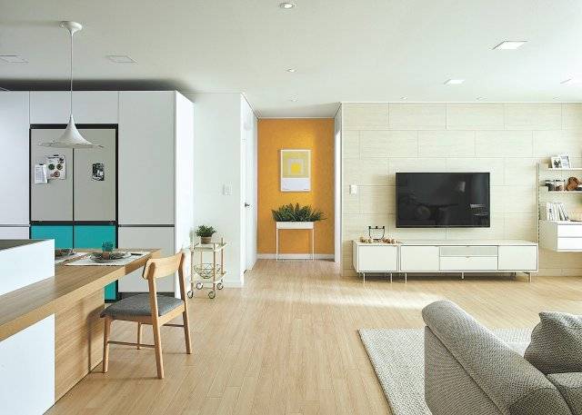 한샘 리하우스 스타일패키지 ‘수퍼화이트’와 삼성가전으로 시공한 인테리어.