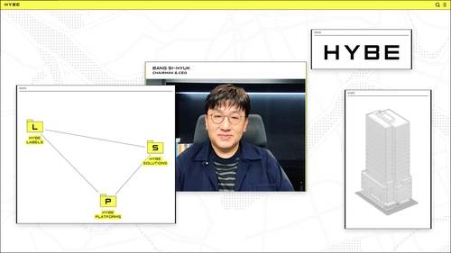 빅히트가 18일 공개한 새 기업 브랜드 발표회 영상에서 방시혁 의장의 모습이 보인다. /사진제공=빅히트엔터테인먼트