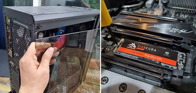 측면 커버를 열고 M.2 슬롯에 SSD를 고정한다 (출처=IT동아)
