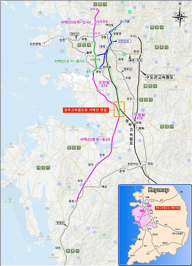 [홍성=뉴시스]홍성~서울 서해선 고속철도 위치도.  *재판매 및 DB 금지
