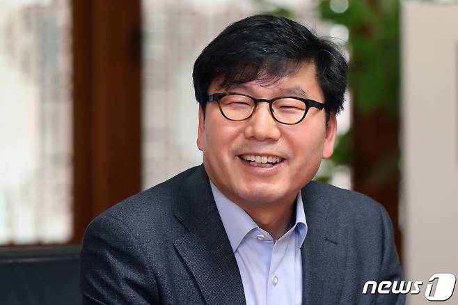 민병찬 국립중앙박물관 관장이 17일 서울 용산구 국립중앙박물관에서 뉴스1과 인터뷰를 하고 있다. 2021.3.17/뉴스1 © News1 민경석 기자