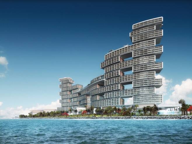 두바이 팜 주메이라(Palm Jumeirah) 인공섬에 들어서는 로얄 아틀란티스 호텔 & 레지던스 조감도 /사진제공=쌍용건설