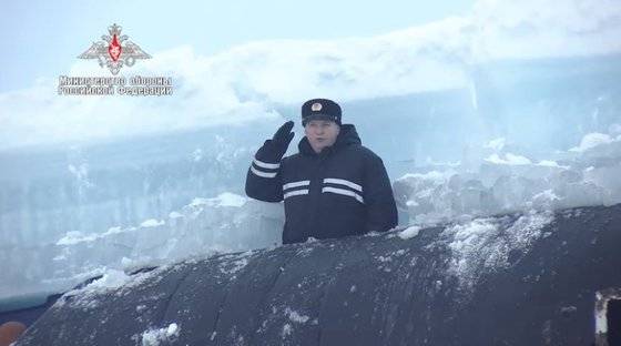 러시아 국방부 유튜브에 공개된 러시아 해군 북극해 훈련모습. 인터넷 캡처