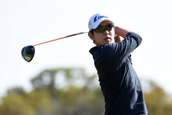 노승열이 2일 PGA 투어 발레로 텍사스 오픈 1라운드 9번홀에서 티샷하고 있다./AFP 연합뉴스