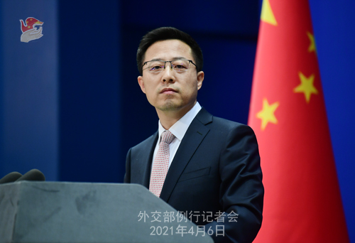 자오리젠 중국 외교부 대변인. 중국 외교부 홈페이지