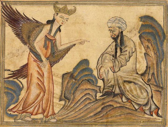 무함마드가 동굴에서 대천사 가브리엘을 만나 계시를 받고 있다. (이미지=강사 제공)