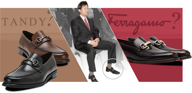 차이가 보이는가. 왼쪽부터 오세훈 당선인 측이 오 당선인이 신었다고 반박한 국산 브랜드 '탠디' 로퍼와 박영선 후보 측이 제시한 사진, 이탈리아 '살바토레 페라가모' 로퍼./탠디·중구자치신문·살바토레 페라가모