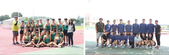 피자알볼로가 후원하는 서울체육고등학교 단거리 육상 선수들과 중장거리 육상 선수들
