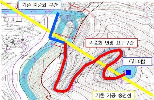 광주 북구 연제동 송전탑 지중화 공사 구간 2018년 민원 제기 당시 자료사진.   [광주시 제공. 재판매 및 DB 금지]