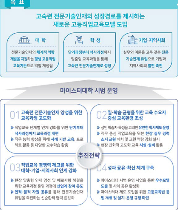 마이스터대 비전 및 추진전략(자료: 교육부)