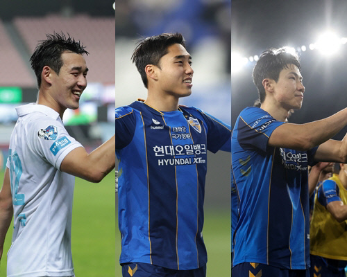 포항 송민규(왼쪽부터), 울산 이동준, 김인성. 제공 | 한국프로축구연맹