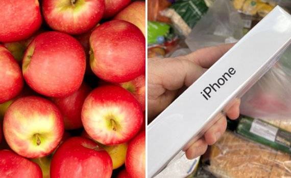 영국 런던 남서부 트위크넘에 사는 닉 제임스(50)는 지난 7일 현지 대형마트 체인 테스코에서 사과를 온라인 주문했다. 그런데 주문한 사과를 찾으러 간 그에게 매장 직원은 애플의 아이폰을 제공했다. 테스코·닉 제임스 트위터