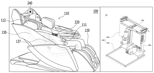 특허 제10-2223757은 다리마사지 모듈 자체가 앞뒤로 움직일 수 있도록 하는 기술이다. /바디프랜드 제공