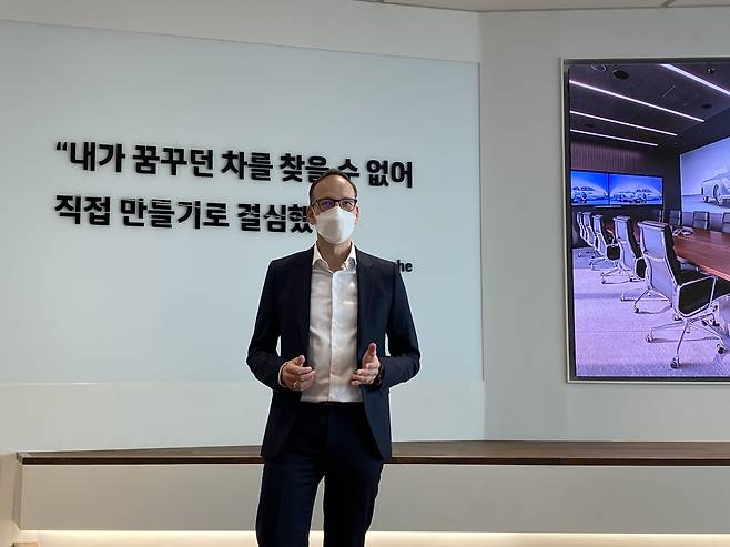 Porsche Korea CEO Holger Gerrmann speaks during a media conference at the new company office in Gangnam, Seoul on Thursday. (Jo He-rim/The Korea Herald)