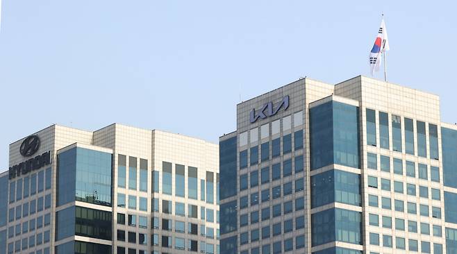The headquarters of Hyundai Motor and Kia Corp. in Seoul’s southern Seocho-gu. (Yonhap)