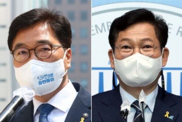 더불어민주당 당권에 도전한 우원식 의원(왼쪽)과 송영길 의원(오른쪽). /사진=뉴스1