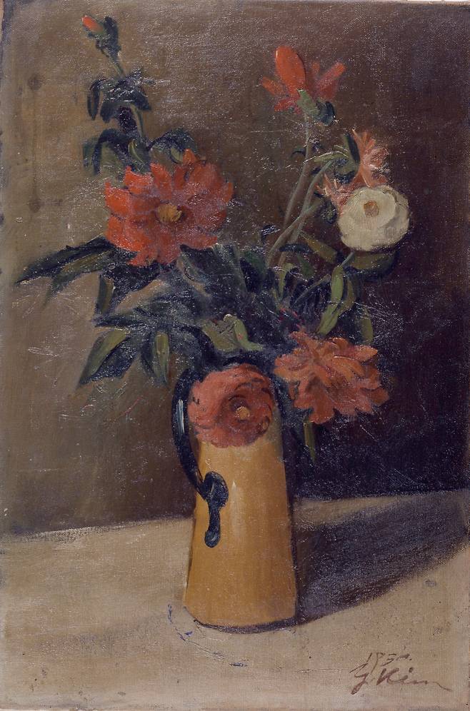 서양화를 전공한 김용준이 1930년대 그린 초기 유화 작품 '다알리아와 백일홍'. /국립현대미술관