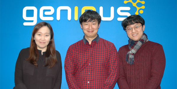 왼쪽부터 김나영 지니너스 상무, 김용남·이청 책임연구원.
