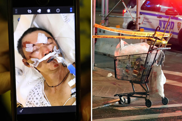 야오 판 마(61)로 알려진 피해자는 23일 밤 동부 할렘 길거리에서 깡통과 공병을 줍다 괴한의 공격을 받았다. 등 뒤에서 피해자를 공격한 괴한은 쓰러진 피해자의 머리를 최소 6차례 발로 짓밟았다./뉴욕포스트