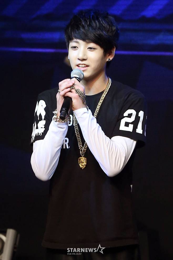 2013년 6월 12일 방탄소년단(BTS) 데뷔 쇼케이스 당시 정국의 모습 /사진=이기범 기자