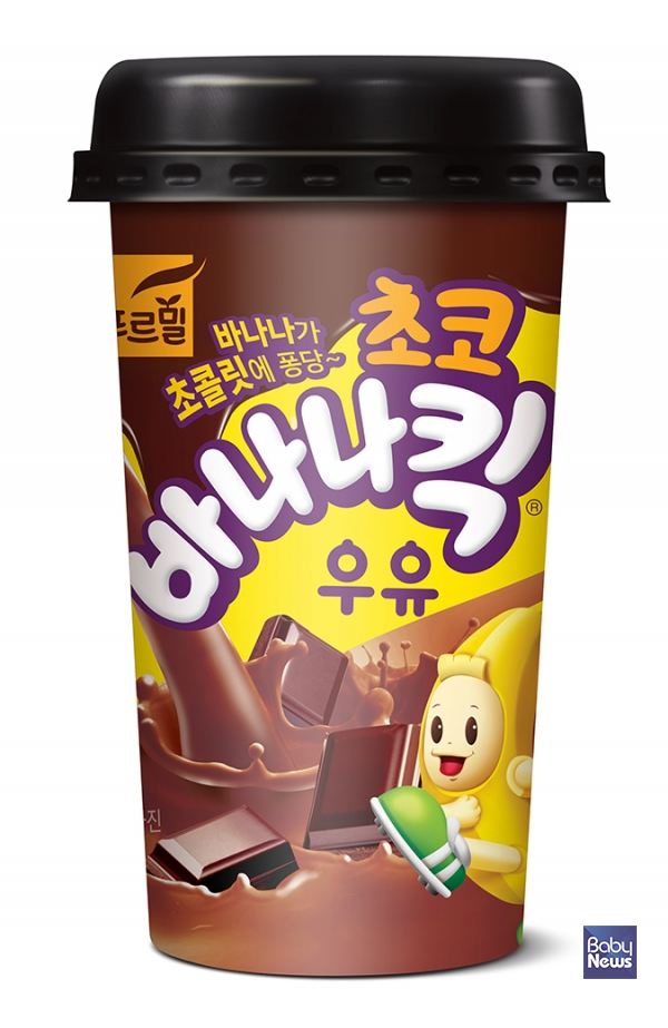 초코 바나나킥 우유 액상 컵타입. ⓒ푸르밀