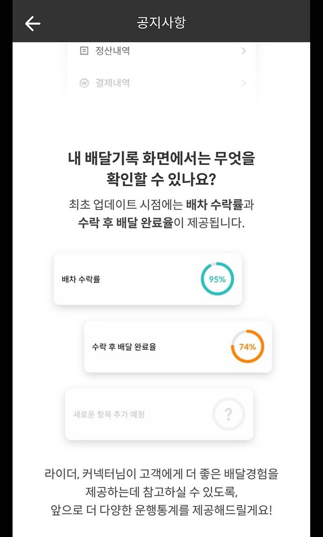 배달의민족이 배민라이더 전용 애플리케이션(앱)에 ‘배차 수락률’과 ‘수락 후 배달 완료율’을 표시한다. [온라인 커뮤니티 캡처]