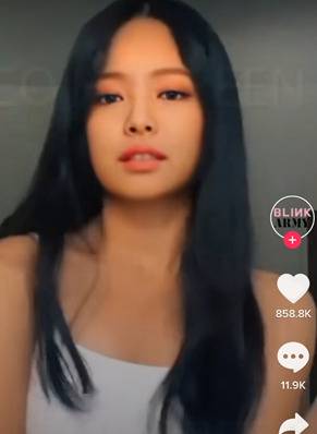 블랙핑크 멤버 제니 딥페이크 게시물[틱톡 캡처]