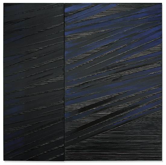 '‘회화 222×222㎝, 1987년 5월 15일(Peinture 222×222㎝, 15 mai 1987)’. 2019년 10월 4일 크리스티 런던 경매에서 약 300만파운드(약 46억원)에 달하는 금액에 판매된 작품.