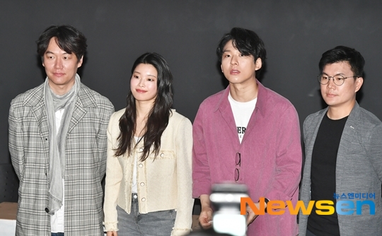 5월10일 언론 시사에 참석한 극장판 ‘스웨그 에이지’ 주역 임현수와 김수하, 양희준, 이경수(왼쪽부터)