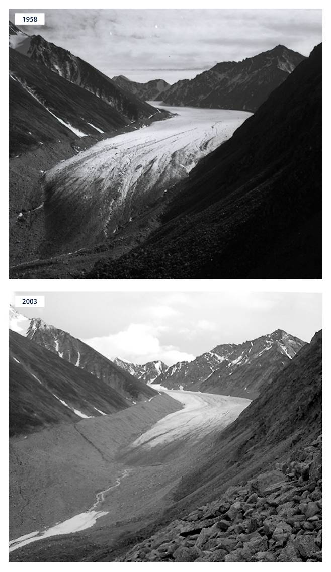 미국 알래스카 지역 빙하 비교 사진. 미 환경보호청(EPA) 웹사이트