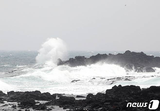 파도가 제주 해안가를 덮치고 있다. 2021.1.28/뉴스1 © News1