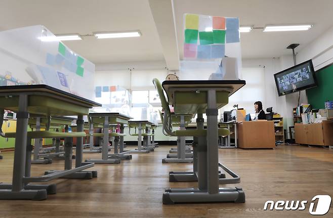 온라인 수업 중인 학교 교실.(사진은 기사 내용과 무관함)/뉴스1 © News1