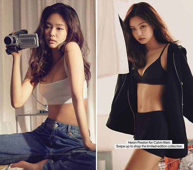 패션 브랜드 '캘빈 클라인'이 인스타그램을 통해 공개한 그룹 블랙핑크 제니 화보/사진=캘빈 클라인 인스타그램