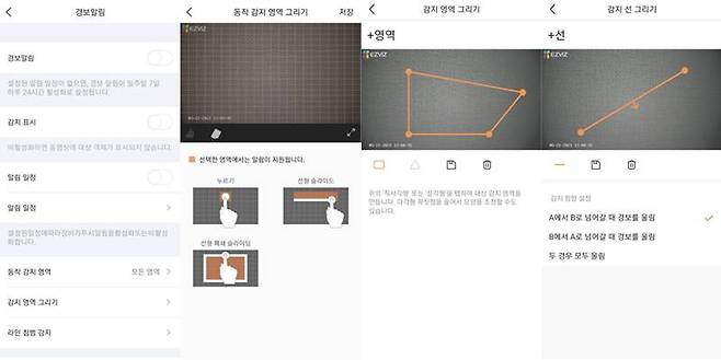 C3X는 카메라가 자동으로 이동하지 않는 대신, 구역을 지정해 보안을 입력할 수 있다. 출처=IT동아