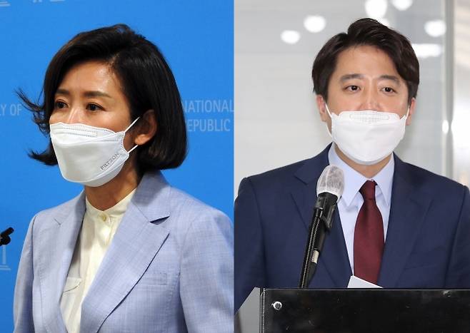 국민의힘 전당대회 출마를 선언한 나경원 전 의원(왼쪽)과 이준석 전 최고위원. 사진=쿠키뉴스 DB, 연합뉴스